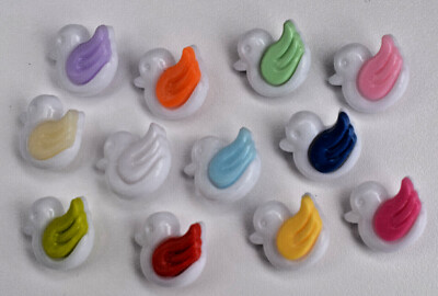 Babyknöpfe - Ente weiß / farbiger Flügel - Schaftrücken - 14mm - Neuheit - Basteln