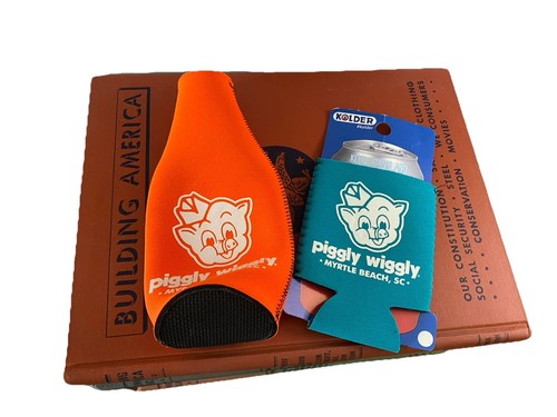 PIGGLY WIGGLY KOOZIE DOSE und Flaschenhalter SODA BIER Orange Türkis Grün - Bild 2 von 8