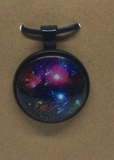 Galaxy Round Glass Dome Cabochons 1" Black Bezel Pendant New Free Ship 540