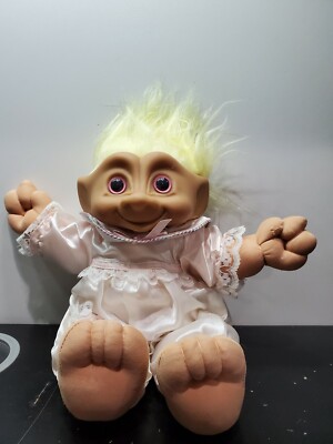 Vintage Treasure Trolls Golden Hair Plush Doll Toy 10'' Ace Novelty