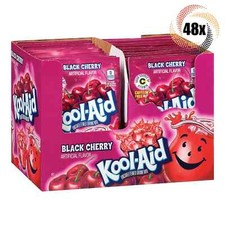 Full Box 48x Packets Kool-Aid Black Cherry Soft Drink Mix  Caffeine Free 