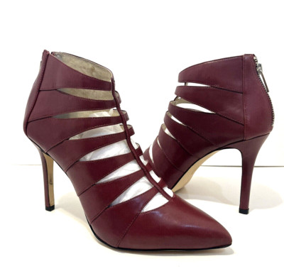 MICHAEL Michael Kors MAVIS Leather Back Zip Caged Heeled Bootie Shoes 8M PERFECT