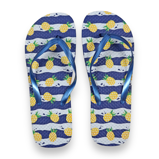 New Women's Juncture "Pineapple" Rubber FlipFlops Blue [Size L 9/10