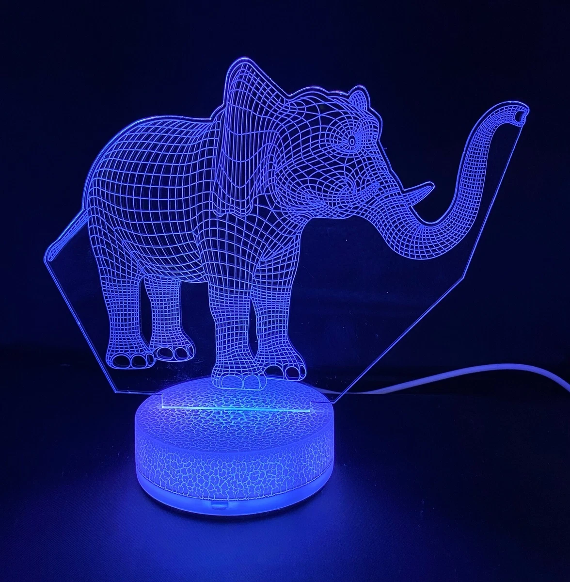 Elephant Trunk Up 3D Night Light Multi Color Changing Illusion