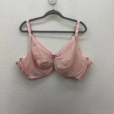 Curvy Couture Pink Mesh Unlined Underwire Adjustable Strap Bra Womens size 46H