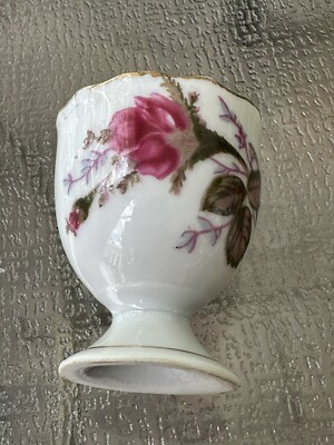 VINTAGE ROYAL ROSE FINE CHINA EGG CUP LARGE PINK ROSES MADE IN JAPAN