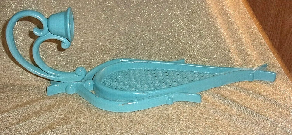 HANDPAINTED VINTAGE TEAL SHABBY CHIC WALL SCONCE CANDLE HOLDER-15"-HOME INTERIOR - Image 4 of 4