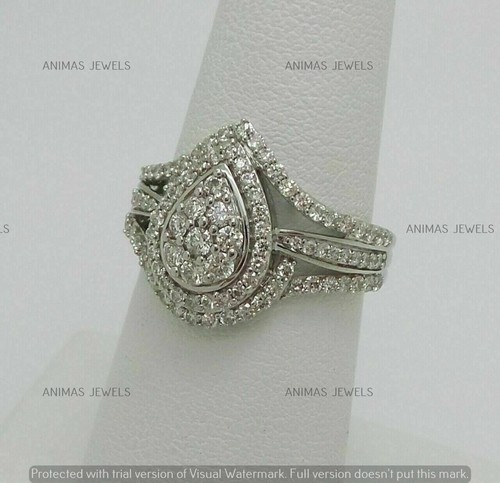 Real 925 Sterling Silver 3 Ct Round Cut Moissanite Halo Wedding Engagement Ring