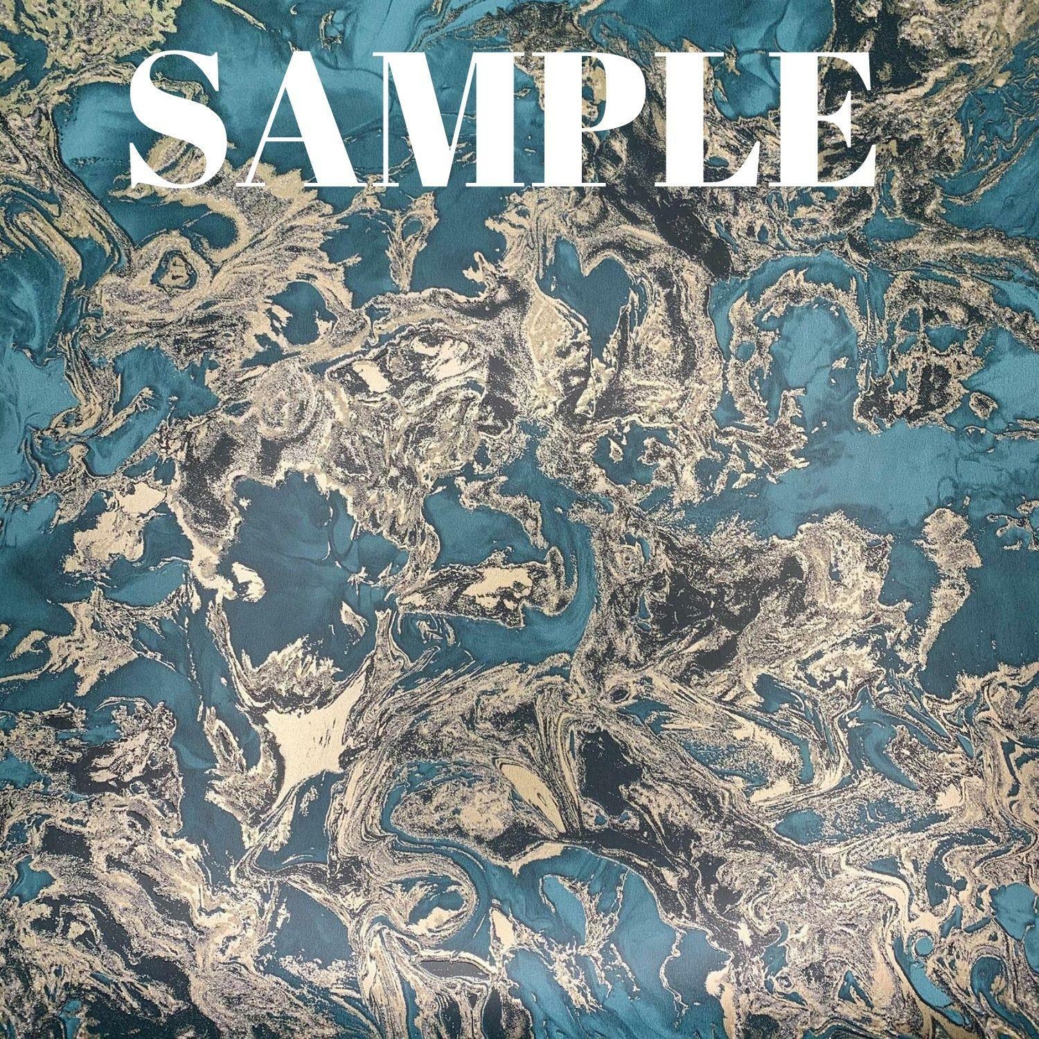 Aqua Liquid Marble Swirl Effect Wallpaper Teal Blue Gold Black Metallic Glitter - Image 5