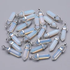 Opal Wholesale 24pcs Hexagonal Column Stone Pendant Pendant Bead