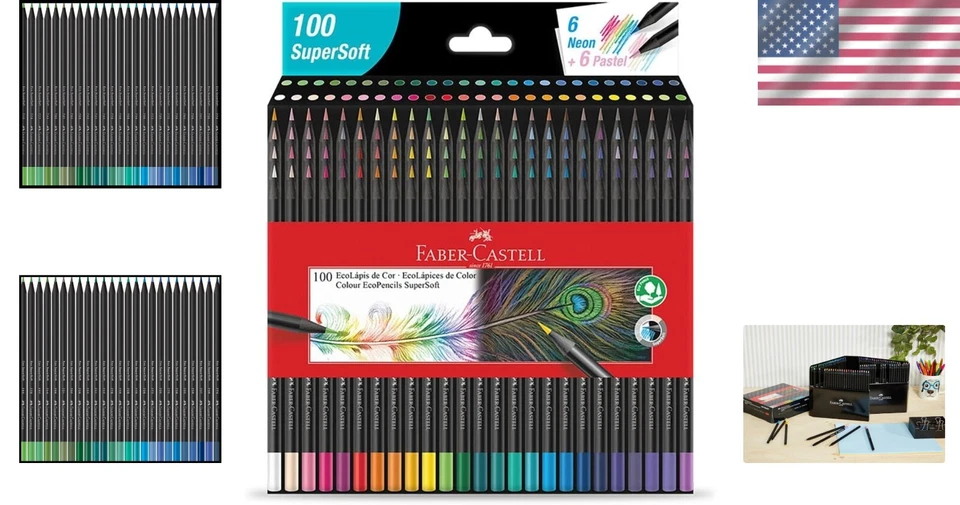 充满活力的彩色铅笔套装 - EcoPencil 带 Neons 和粉彩,100 色 — 第 2/4 张图片