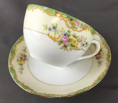 Vintage Noritake M Handpainted Porcelain Wildflower Cup and Saucer Set