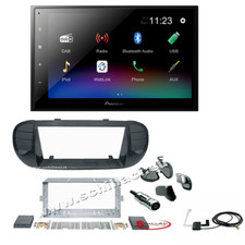 Autoradio Pioneer 2DIN DMH-A340DAB + Kit Fiat 500 nero opaco con bocch