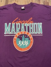 Vintage 90s 1992 Lincoln Marathon Track Club Nebraska Single Stitch T-Shirt (XL)
