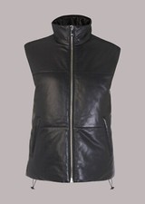 Whistles Leather Puffer Quilted Gilet Black Size L