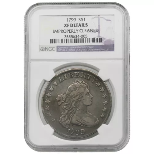 1799 Draped Bust Silver Dollar NGC XF Details Cleaned