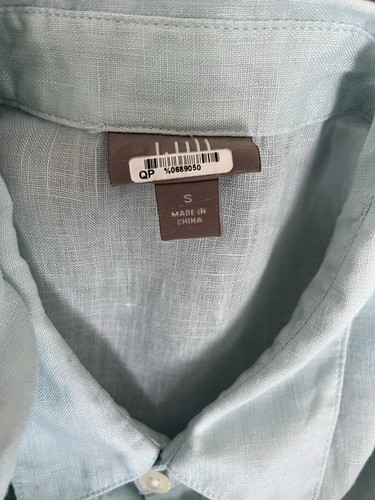 JJill Pale Seafoam Green Linen Button Front Lagenlook Long Sleeve Blouse Shirt S - Picture 5 of 6