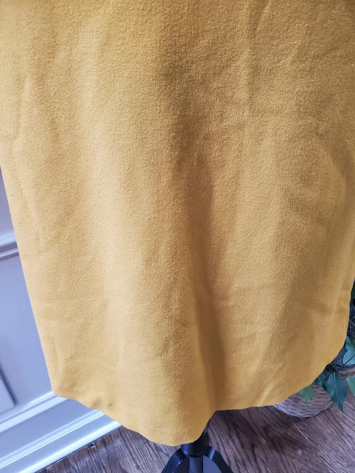 Banana Republic Mustard Yellow Solid Round Neck Long Sleeve Knee Length Dress 4 - Image 4 of 4