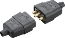 10A 3 Pin Mains Inline Connector Rubber Socket Black Orange White