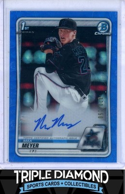 2020 Bowman Draft Chrome 1st Max Meyer Auto Blue Wave Refractor #020/150 C36