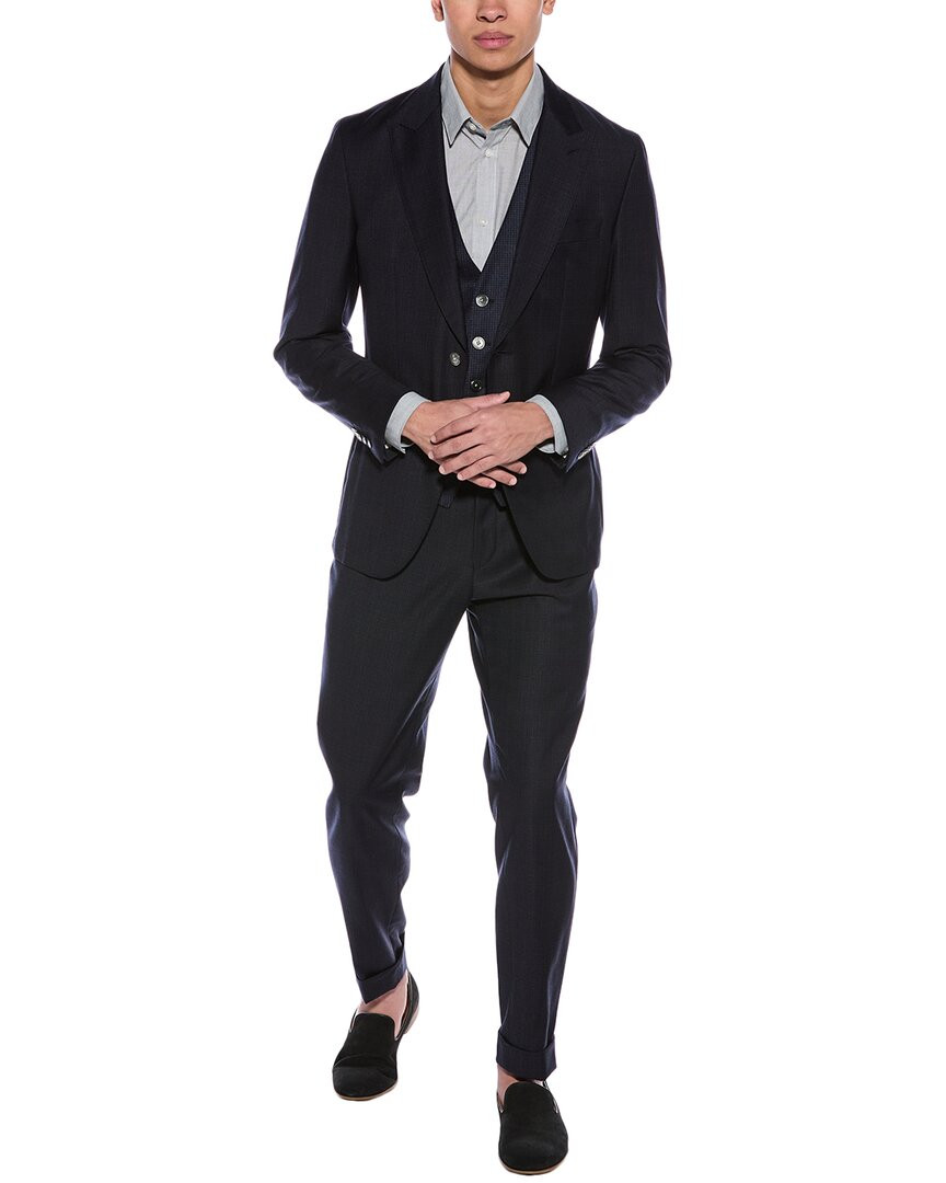 Boss Hugo Boss 2Шт Приталенный шерстяной костюм мужской синий 38Р 76590₽