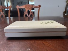 VINTAGE MELE JEWELRY BOX TRAVEL HARD LEATHER CASE SATIN VELVET INTERIOR EUC