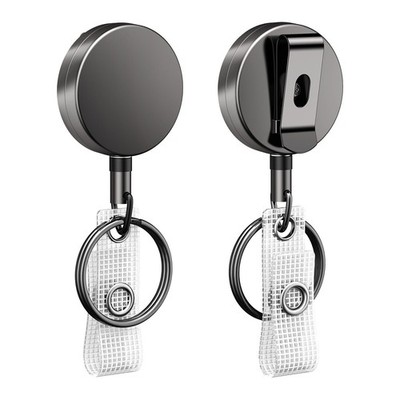 Uniclife 2 Pcs Metal Retractable Badge Reel Keychain Heavy 2 Pack, 1.3 Inch