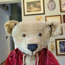 HUGE blond mohair Antique 1910s/1920s American (Ideal) Teddy Bear 23in Fair