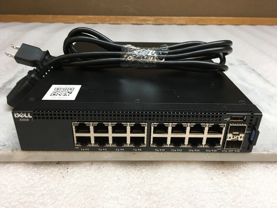 Conmutadores administrados inteligentes Dell X1018 serie X Conmutador SFP Gigabit de 16 puertos de 2 puertos Foto 2 de 4
