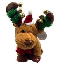 Goffa Animated Reindeer Plush Toy Bells Santa Hat Christmas jingle bells READ