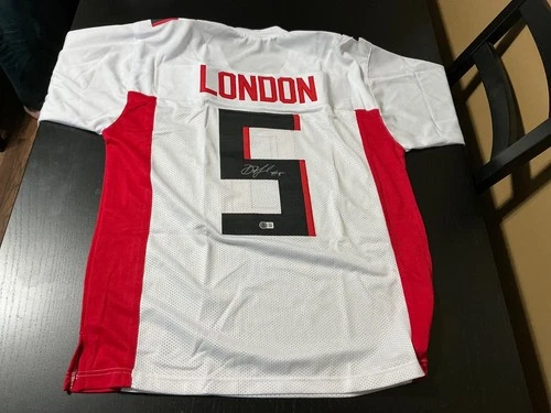 Drake London Autographed Atlanta Custom WHITE Football Jersey - BAS