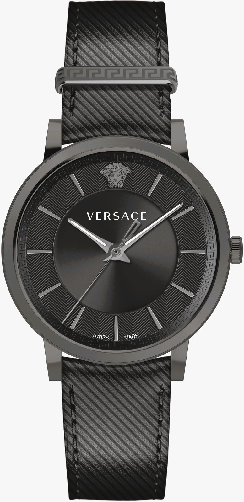 Versace VE5A00220 V-Circle black Leather Men's Watch NEW