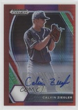 2021 Panini Prizm Draft Picks Red & Purple Hyper Calvin Ziegler #PDP46 Auto 02d2