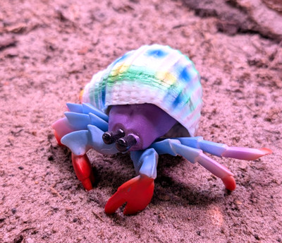 Hermit Crab Toy Figurine Realistic Rubber Rainbow Shell Collectible Cute Gift
