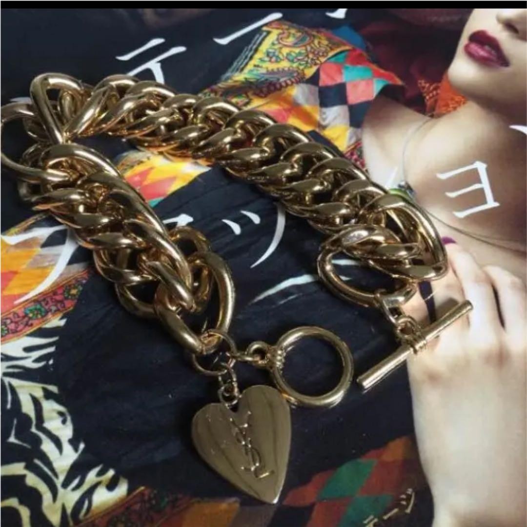 Yves Saint Laurent Bracelet Vintage Jewelry Accessory Rare Metal Gold Tone thumbnail 2