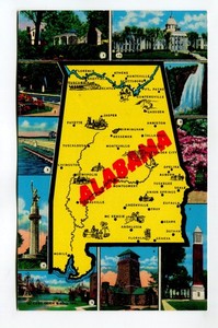 ALABAMA MAP AND VIEWS BIRTHPLACE OF HELEN KELLER TUSCUMBIA BIG SPRINGS PARK
