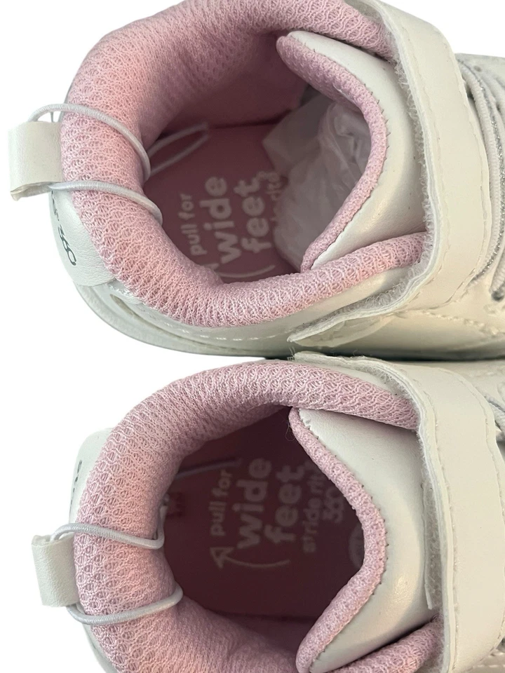 Zapatilla deportiva Stride Rite niño pequeño talla 3M blanca rosa Sr Taye 2.0 correa inferior superior Foto 4 de 4