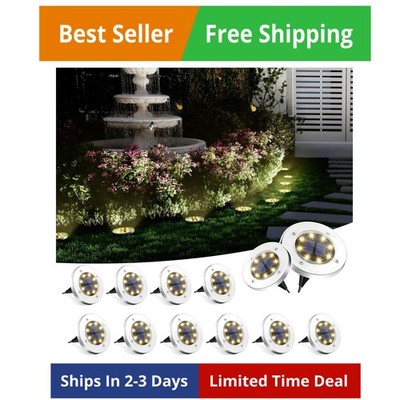 Solar Ground Lights, 12 Pack Solar Lights Outdoor Waterproof, 8 LED Solar Pow...