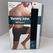 Tommy John Men's 360 Sport Hammock Pouch 6" Boxer Briefs -2 Pack Black Medium