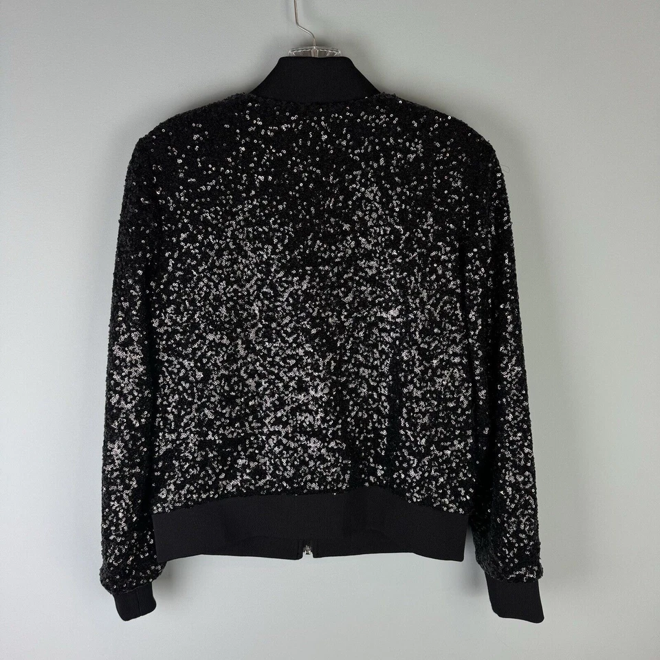 Banana Republic черный блестками укороченный Bomber куртка женский размер XS очень блестящий - Изображение 4 из 4