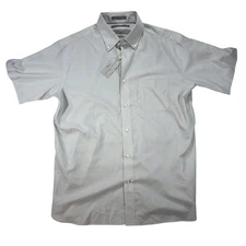 NEW Daniel Cremieux Gray Supima Cotton Button Down Short Sleeve Shirt, Size L