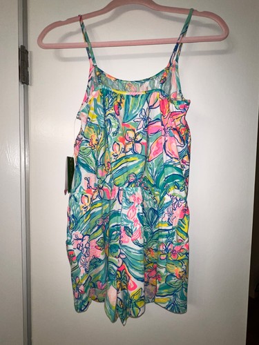 NWT Lilly Pulitzer Girls Aleene Romper in Surf Gypsea Size XL 12-14 - Picture 2 of 8