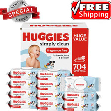 Huggies Simply Clean Unscented Baby Wipes 704 Count 11 Flip-Top Packs