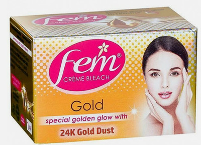 Dabur Fem Creme Bleach GOLD Fairness Cream 2 x 64Gm=128g pack of 2