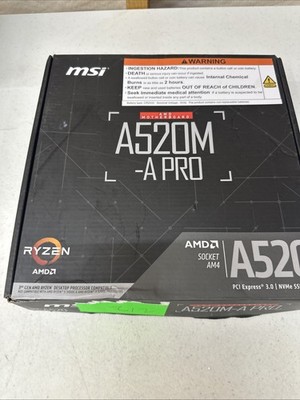 MSI A520M-A PRO V1 Gaming Motherboard (AMD Ryzen 5000, AM4, DDR4, PCIe 3.0, SATA