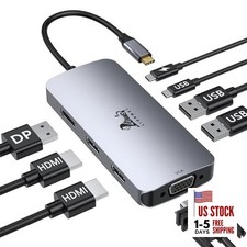 USB C Docking Station Dual Monitor, Laptop Docking Station 3 2 HDMI DP VGA
