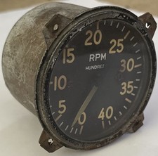 Vintage Tachometer 0-40 RPM Indicator Instrument Avionics WW2 Era Vintage Tachometer 0-40 RPM Indicator Instrument Avionics WW2 Era