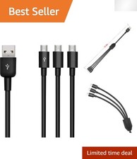 Durable USB to Micro USB 3-in-1 Cable - Perfect for Samsung and More, 10 Inch