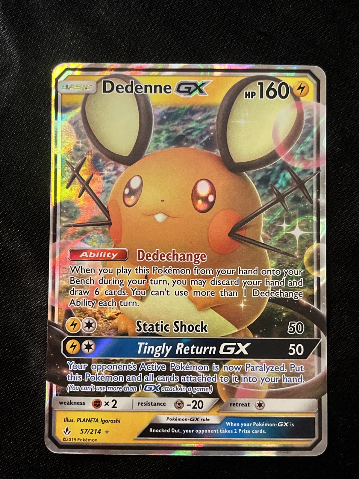 Dedenne GX 57/214 Pokémon SM Unbroken Bonds Ultra Rare Full Art Card English NM