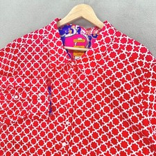 Ruby Rd. Button Up Shirt Womens 24W 3X Red Geo Long Sleeve Wrinkle Resistant